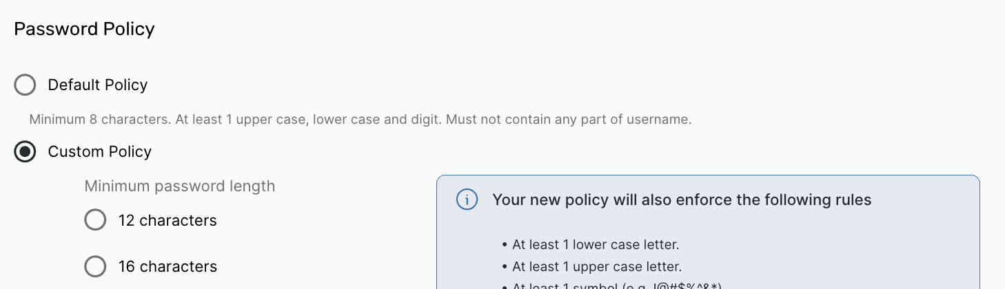 Password policy configuration